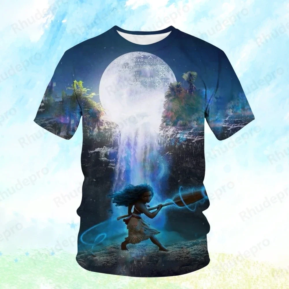 ديزني موانا تي شيرت الرجال النساء الصيف الكرتون المطبوعة بلايز تيز موضة ملابس قصيرة الأكمام ملابس الشارع الشهير