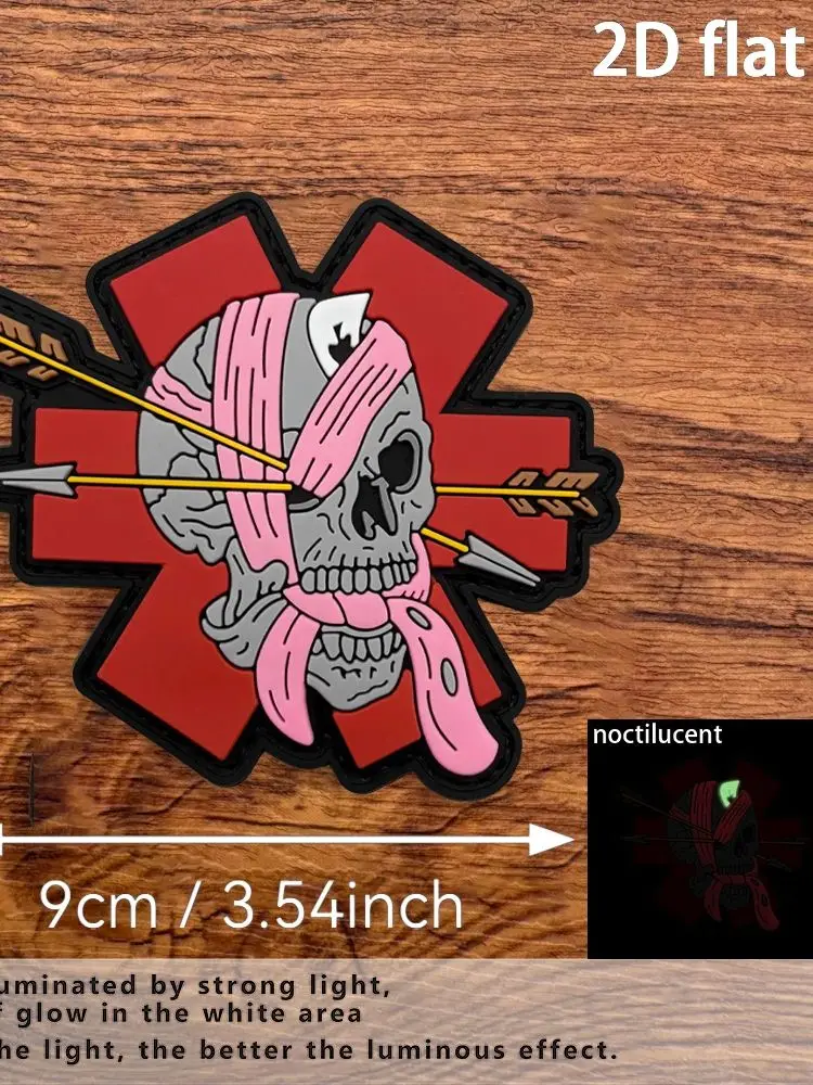 AliExpress NONE Geometric Pink Fabric Strip Skull Design, 2D Flat Pvc Material with Built-In Glow-In-The-Dark Effect, Magic Patch, Includes a Felt Backing, Specifications: 1Pc, Dark Style Tactical Helmet, Cycling
