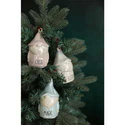 TingKe-Handmade Ceramic Christmas Tree Ornament, Santa Claus, Bird Nest, Decorative Pendant, House, Piggy Bank, American Style