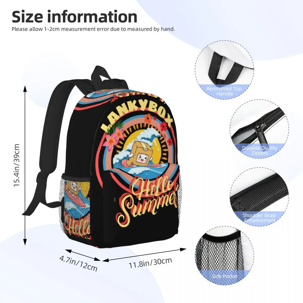 Rocky Lankybox Lanky Box Backpacks Boys Girls Bookbag Cartoon Students School Bags Laptop Rucksack Shoulder Bag Large Capacity