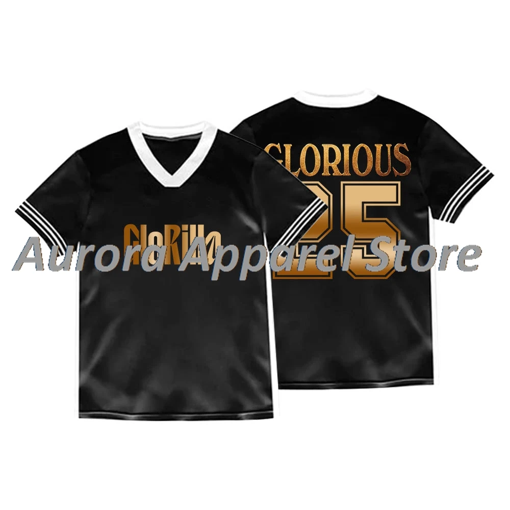 

GloRilla Jersey The Glorious Tour 2025 Merch V-neck Tee Cosplay Women Men Fashion Streetwear Short Sleeve T-Shirts