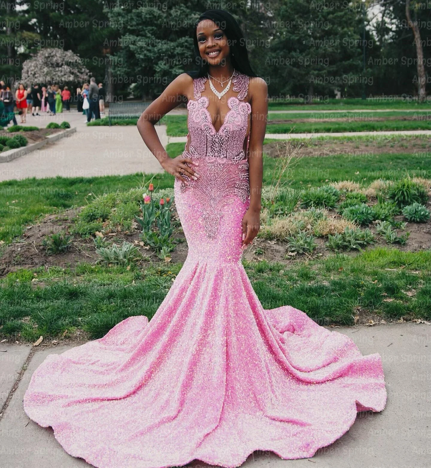 Pink Crystal Velvet Long Prom Dresses For Black Girls Rhinestone Graduation Dress Sweet Wedding Vestido De Noche Customized
