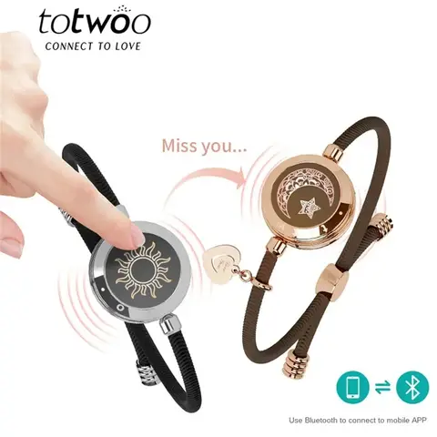 TOTWOO 커플용 장거리 터치 팔찌, 진동 및 조명, 사랑 커플 팔찌, 장거리 관계