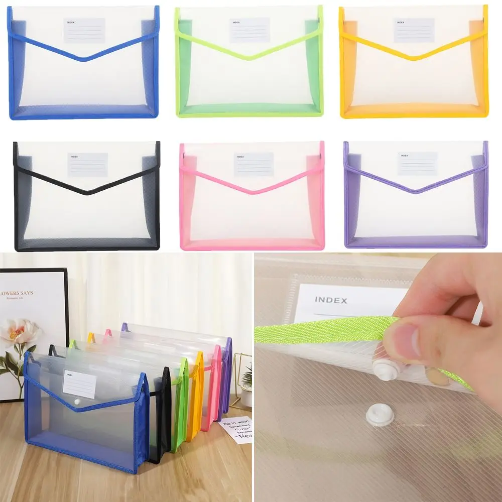 Durable Large Capacity A4 File Folders Waterproof Stationery Storage Pouch Document Bag PVC Bag Envelope Folder School Supplies