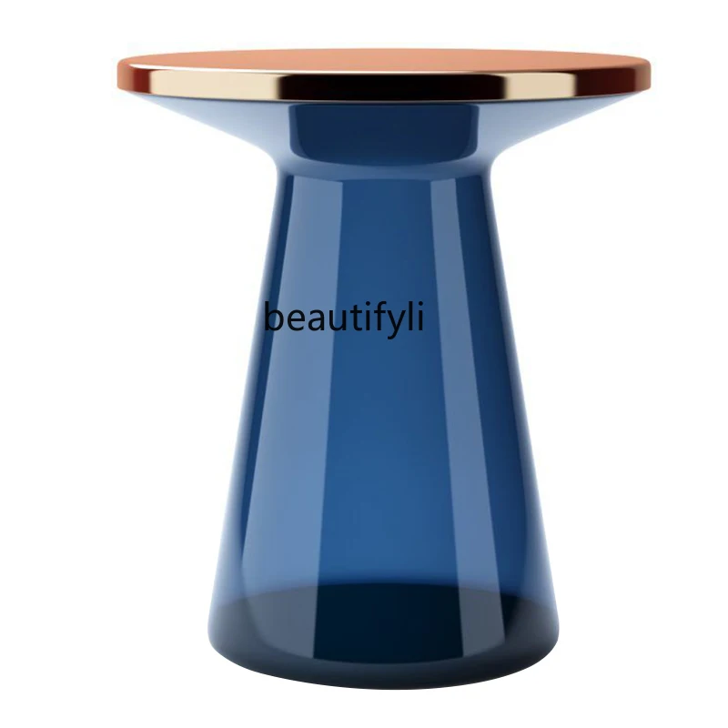 

Nordic glass bell small coffee table, postmodern sofa side table creative, simple and transparent, side table