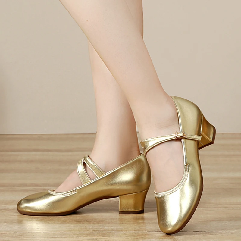 New gold Latin   Party     Professional dance shoes Women's dance High heels Ballroom Modern Dancing Shoes