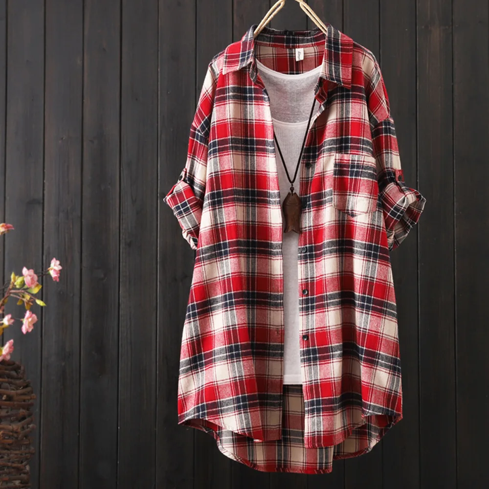 2024 New Arrival Women's Plaid Shirt, Hong Kong Style Loose and Lazy Style Tops, Autumn Fashionable Plaid Outerwear