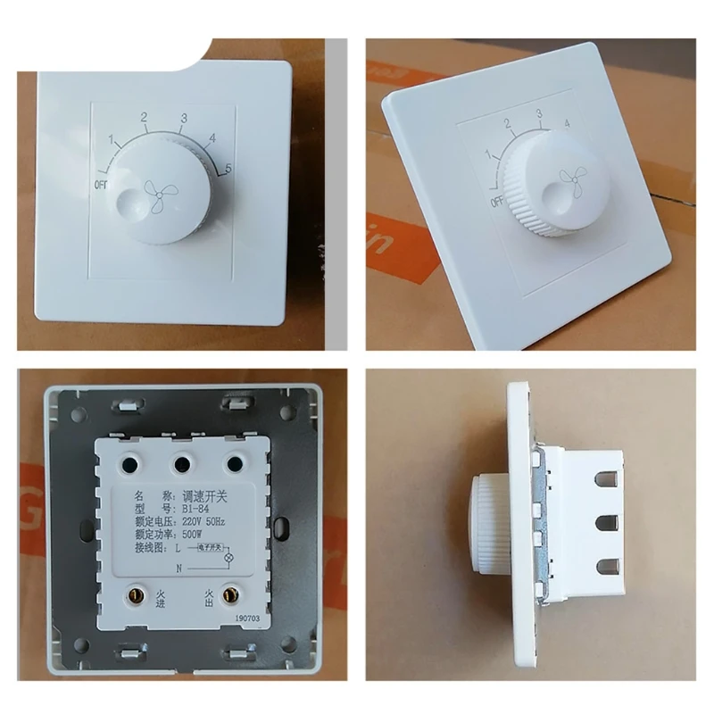 220V Universal Adjustment Ceiling Fan Speed Control Wall Button Dimmer Five Gears Fan Speed Adjuster Dropshipping