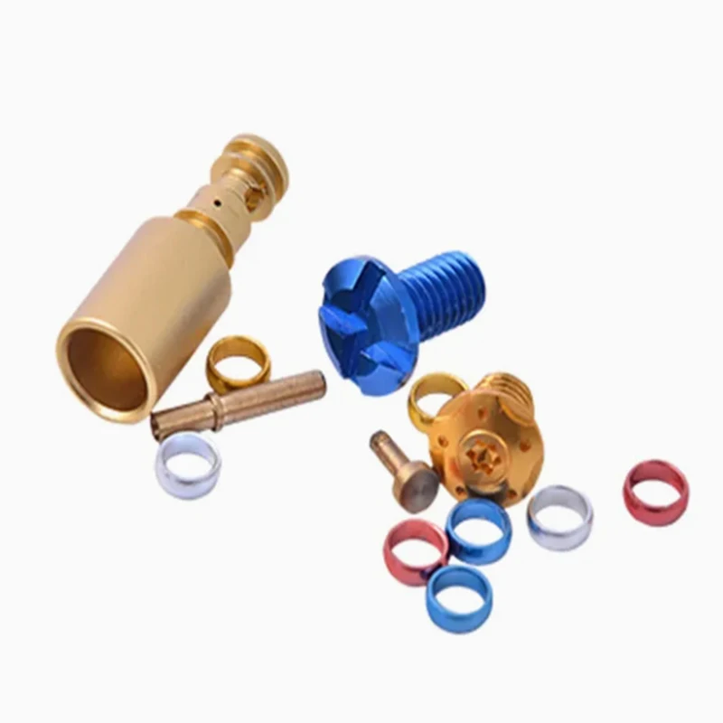 

Custom CNC machined copper/aluminum alloy color anodized precision gadget set