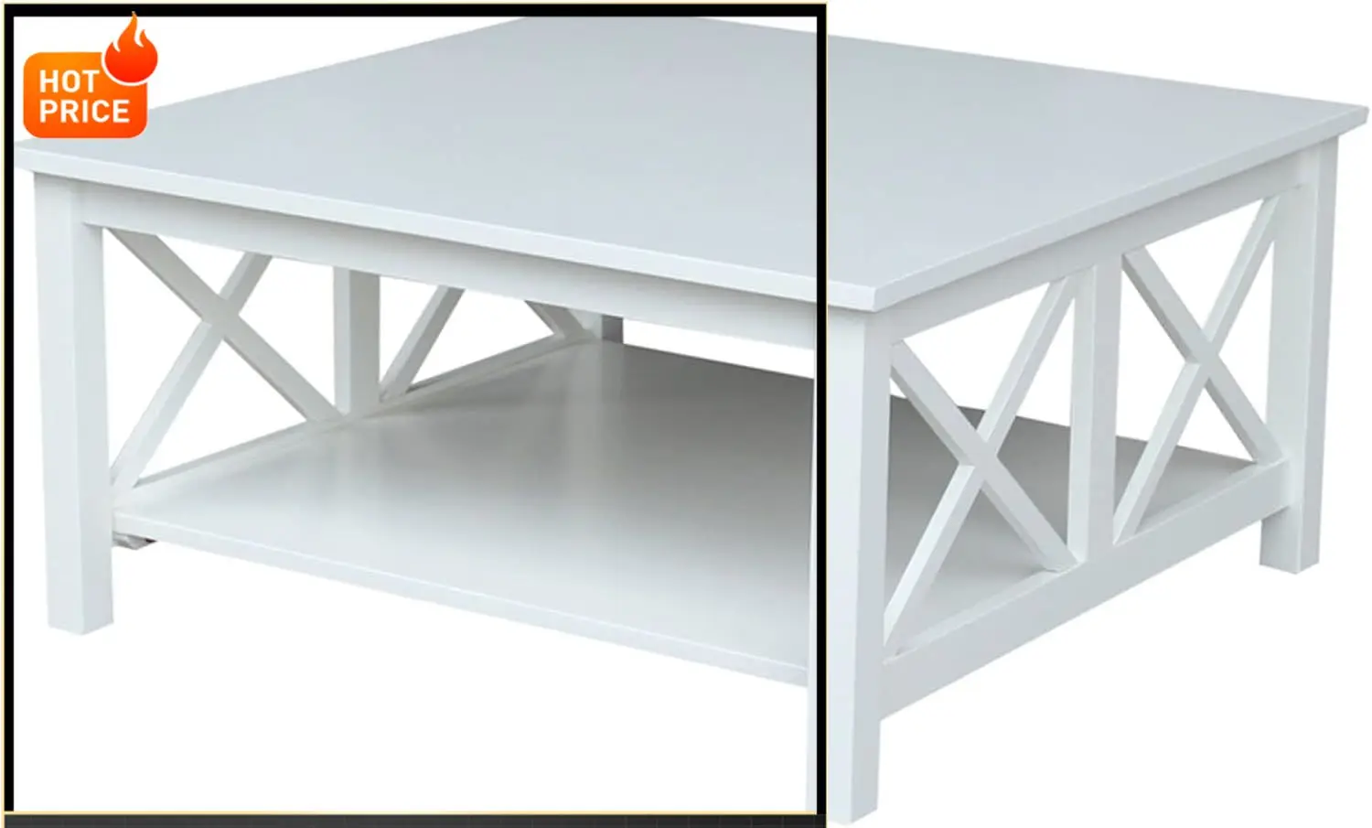 

Бестселлер: Квадратный кофейный столик Hampton из массива дерева, белый