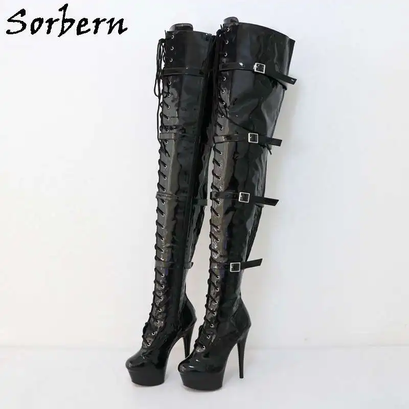 Sorbern 75Cm Crotch Thigh High Long Boot Women Purple Shoes High Heels Bed Footwear Size 10 Spring Booty Fetish Heels Platform