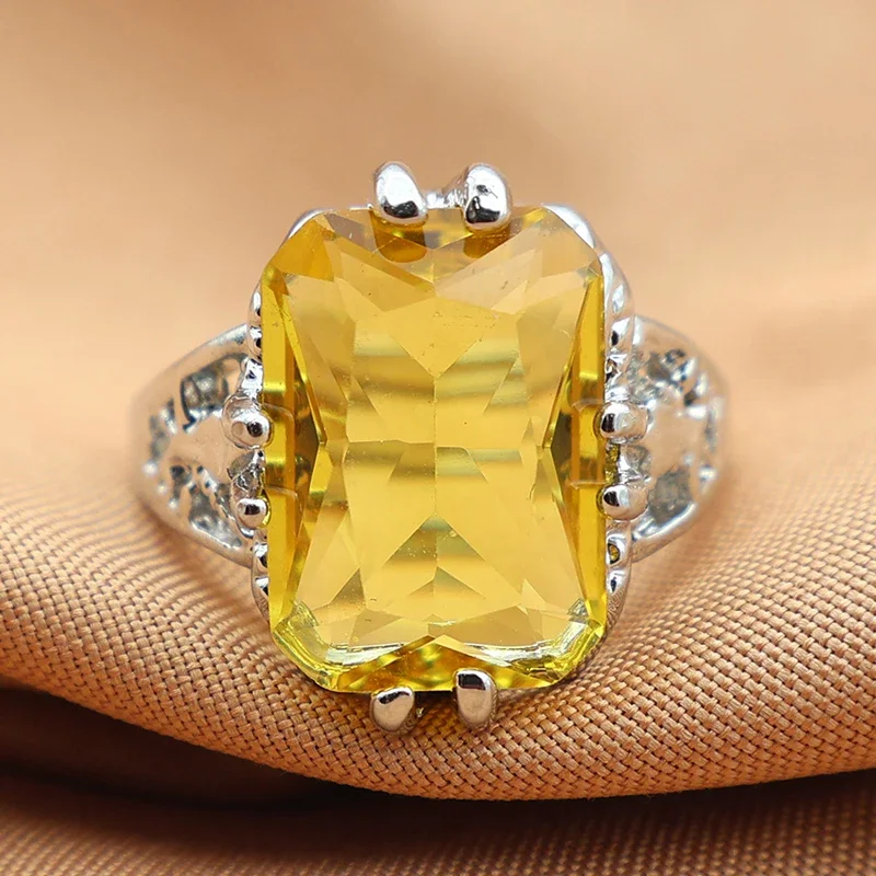 

Huaya Women's Geometric Amethyst Zircon Rings Elegant Hollow Carving Patterns Banquet Charming Accessories Trend Tide