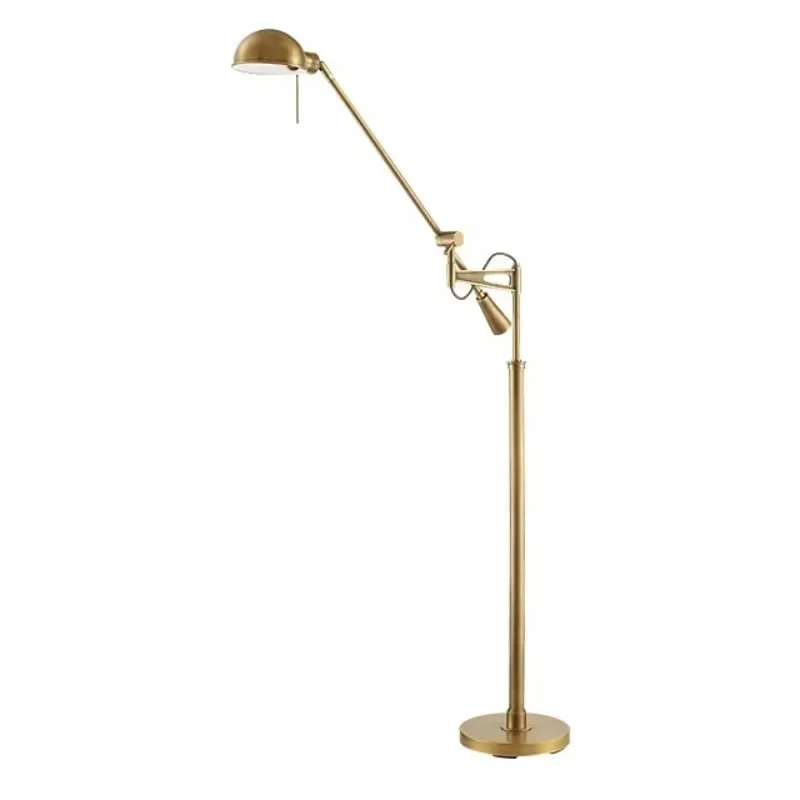 

modern adjustable swing arm solid brass floor lamp