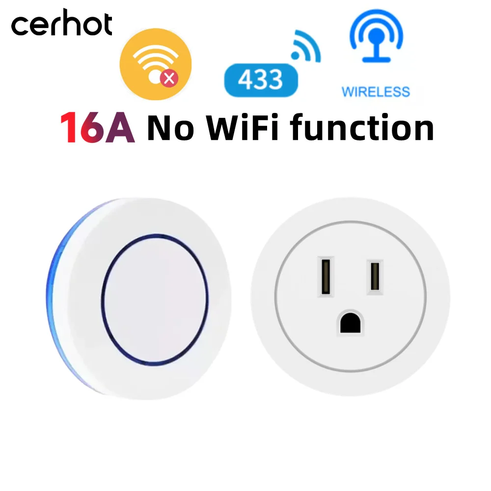 

Cerhot Wireless Remote Control Switch Power Socket US Standard Plug 16A 110-220V Used for Lamps and Small Household Appliances