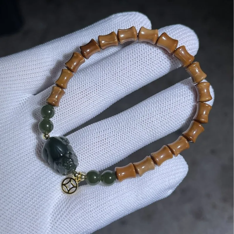Natural Cook bamboo joint stacked bracelets with a traditional Chinese style design, suitable for both men and women, handmade c