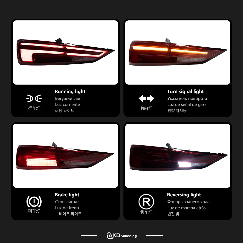

LED Light Car LED Tail Light Automobile Parts For Audi A3 2013-2019 Auto Fog DRL Brake Turn Signal Lamp Plug and Play