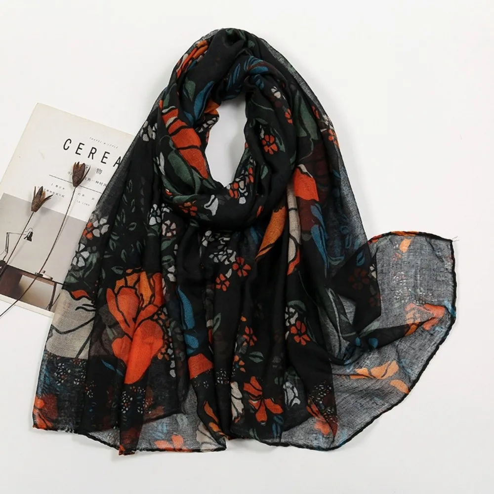 Soft Thin Voile Thin Scarf Sunscreen Floral Print Floral Print Scarves Wrap Shawls Sprin