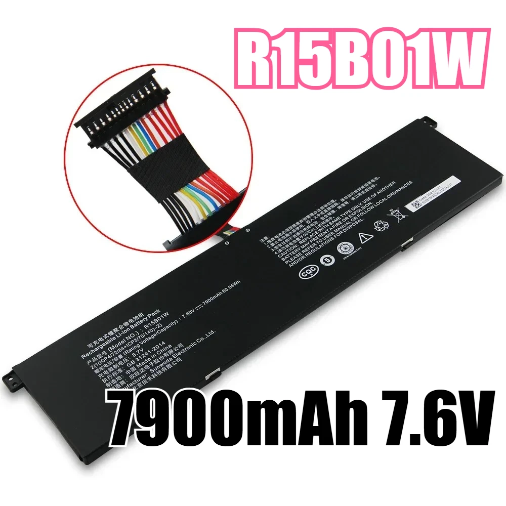 

R15B01W Аккумулятор 7900 мАч, 7,6 В, подходит для ноутбука Xiaomi TM1701 PRO GTX 15,6 171501-AQ