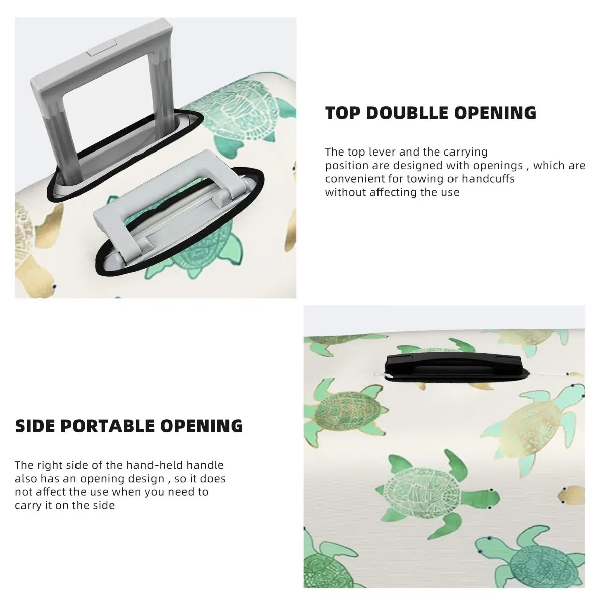 Capa de proteção elástica para mala de viagem, jade dourado e tartarugas de hortelã para 18-32 polegadas