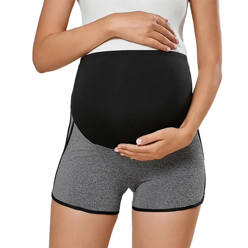 Pregnant Women Striped Stretch Yoga Shorts Maternity High Waist Belly Support Athletic Shorts Summer Pregnancy Clothing