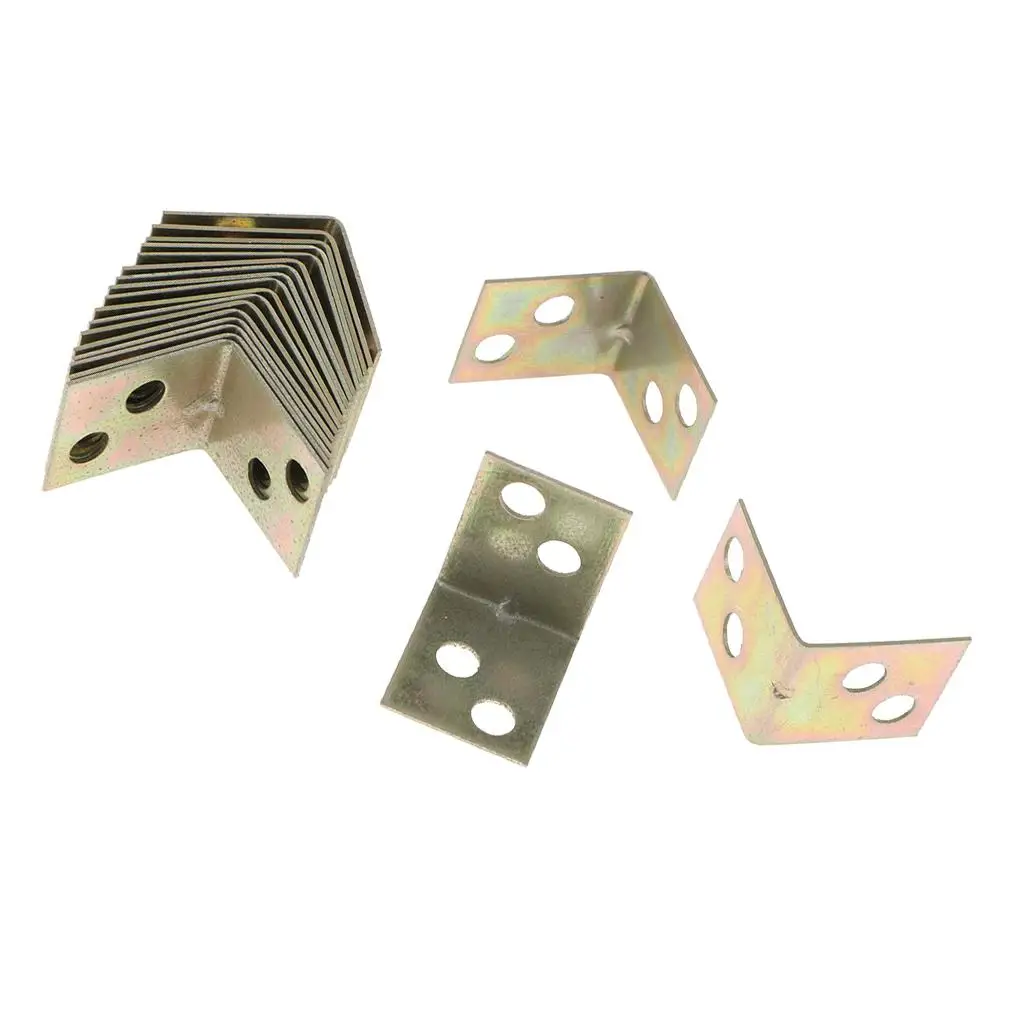 DIY Metal L Angle Shelf Bracket Set 20pcs Anti Rust Furniture Fastener for Picture Frames and Walls