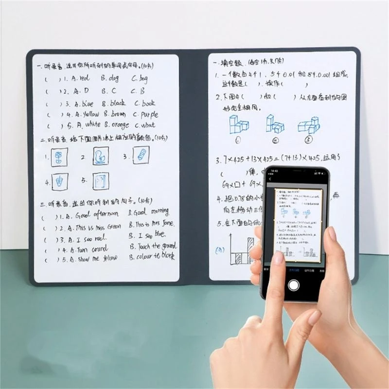Double-Side Whiteboard Notebook with Erasable Marker Portable Writing Board for Office Meeting Writing Drawing