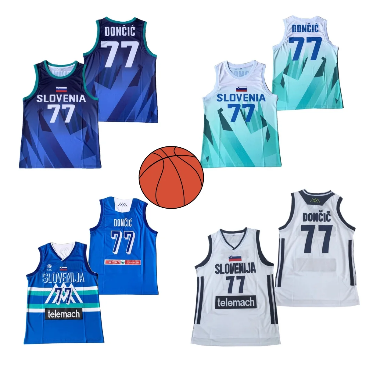 

Basketball Jerseys Slovenia 77 DONCIC Jersey Sewing Cheap High Quality Outdoor Sportswear White Blue Green Moto 2025 New