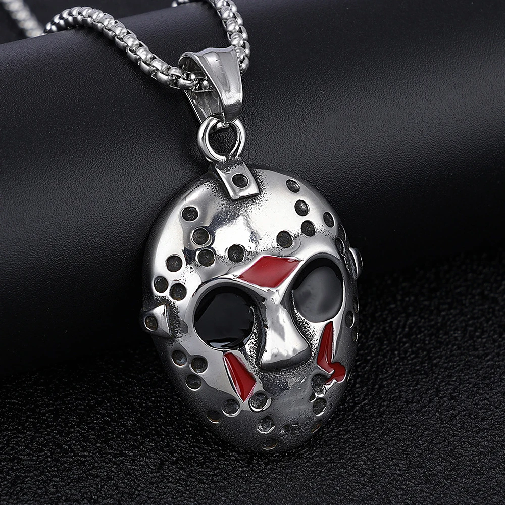 Stainless Steel Jason Mask Pendant Necklace Men Halloween Gift Biker Black Friday Necklaces High Quality Jewelry Dropshipping