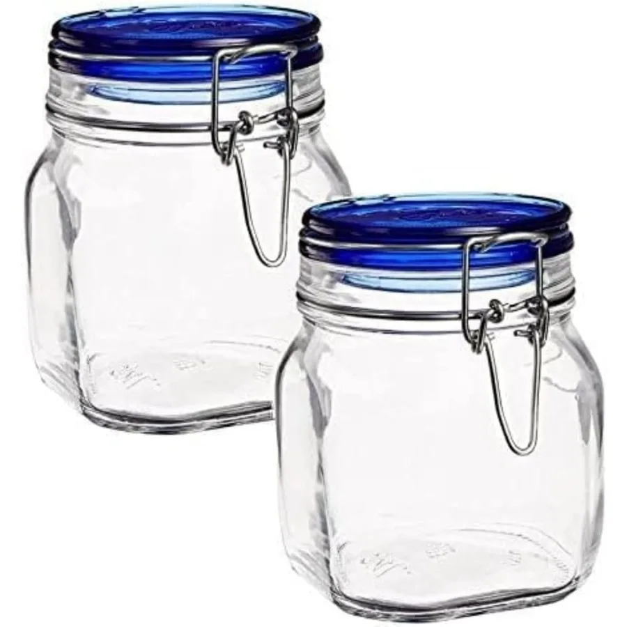 

Fido Collection 2 Pack 25 Oz. Food Storage Glass Jars for Kitchen and Pantry Use Airtight Rubber Seal with Glass Lid and Stainl