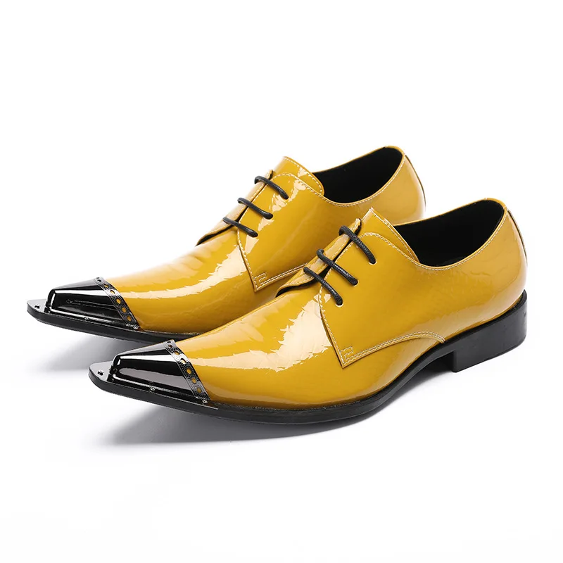 

Men's Fashion Leather Shoes Summer Breathable Soft Lace-up Mens Business Dress Shoes with Block Heel