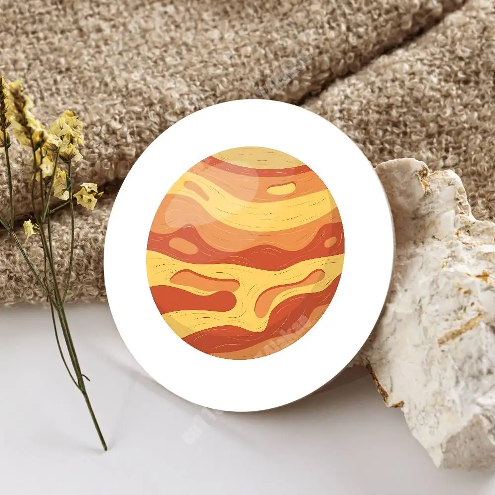 Planet Earth Mars Jupiter Science Education Round Coaster for Drink Cup Clean Table Styling Decor Cozy Desk Setup Solar System