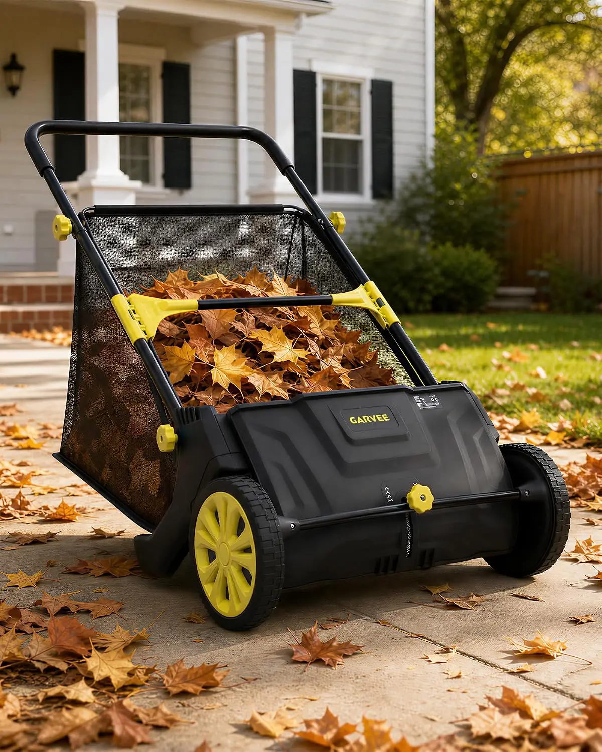 26inch Manual Push Lawn Sweeper Leaf & Grass Collector with 7 Cu Ft Collection Bag Rubber Wheels for Yard, Lawn, Sidewalk & Driveway