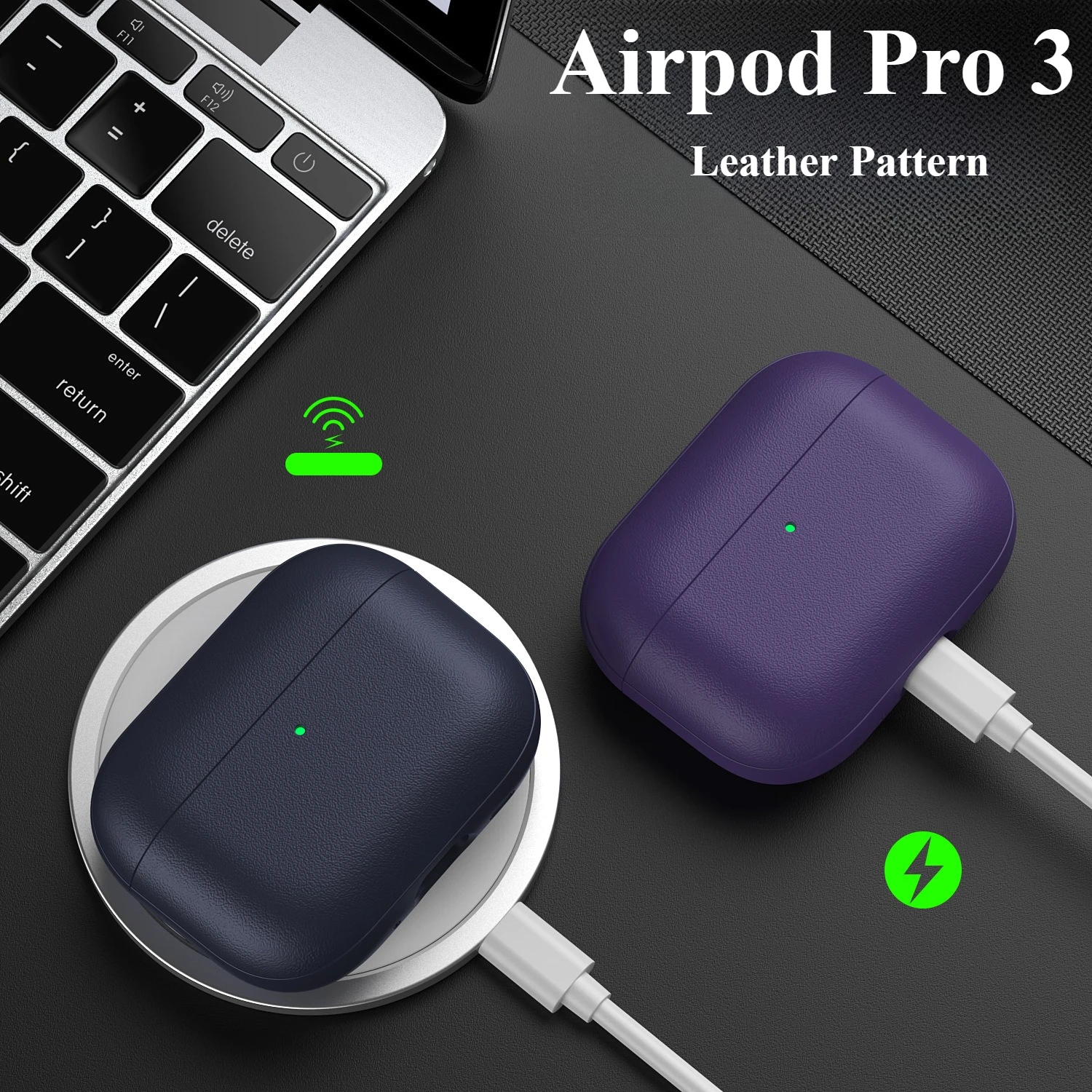 Luxuriöses Business-Leder-Muster Kopfhörer-Etui für Airpod Pro3 2 Airpod Air 4 3 2 Anti-Verlust-Schlaufe Silikon-Schutzhülle