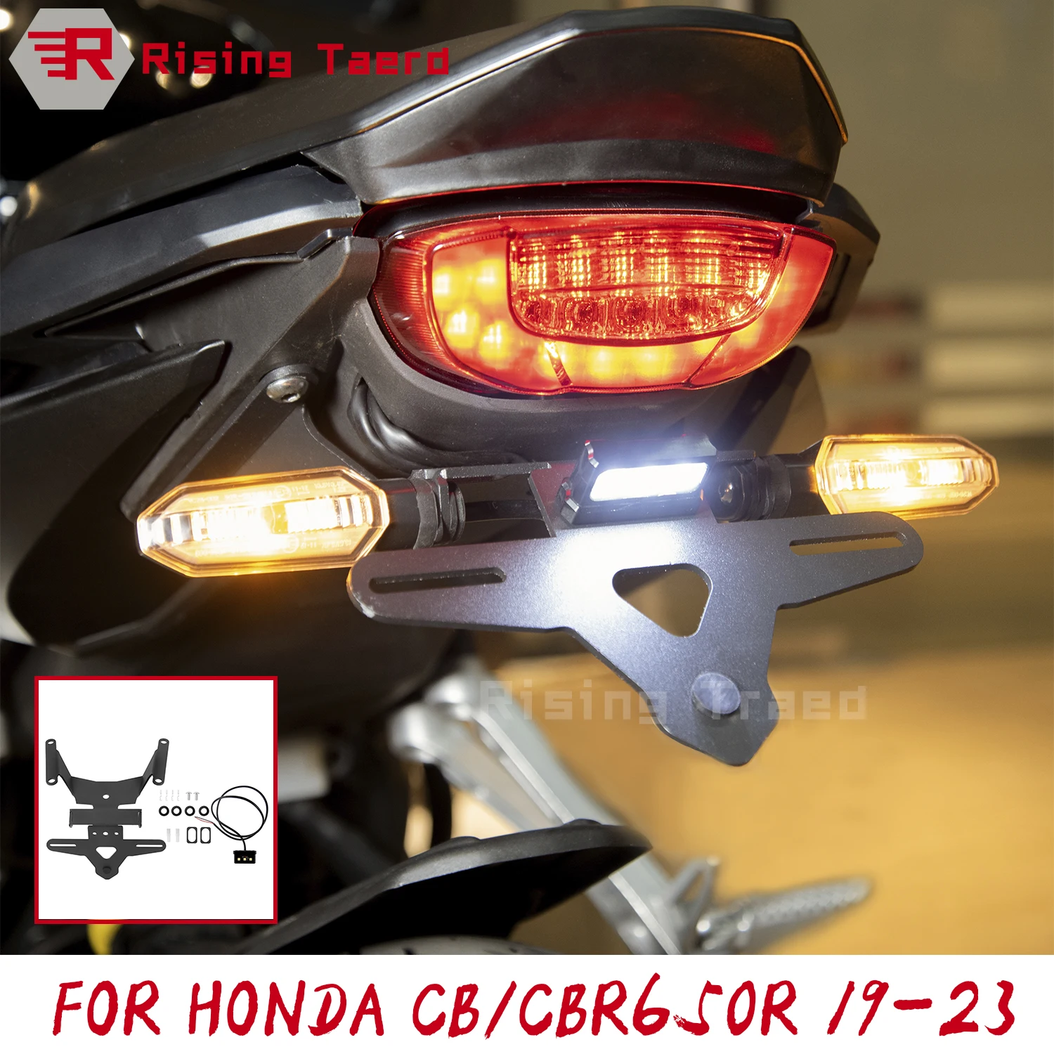 

Motorcycle License Registration Plate Holder Rear Tail Light Mount Bracket For Honda CB650R CBR650R CB CBR 650R 2019-2023 2024