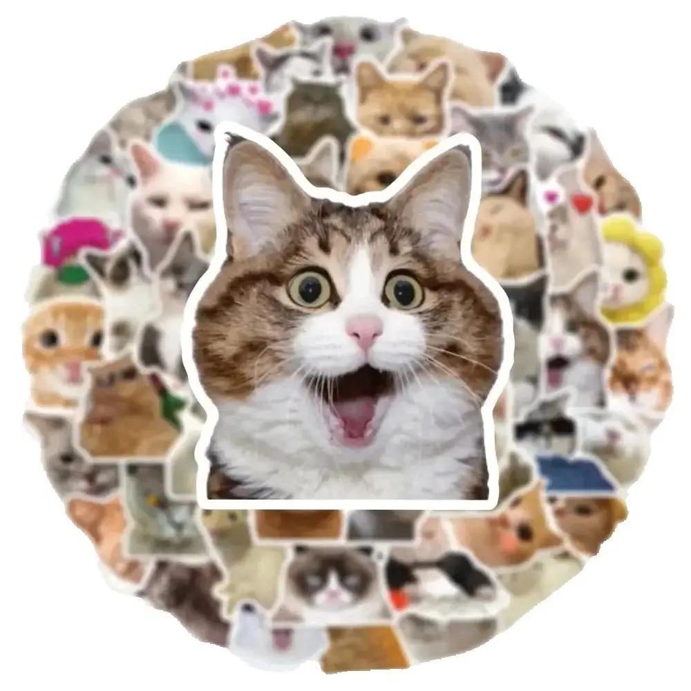 50 قطعة من ملصقات خربش القط الكرتونية اللطيفة العصرية لتزيين كوب الأمتعة المحمول على الجيتار بنفسك