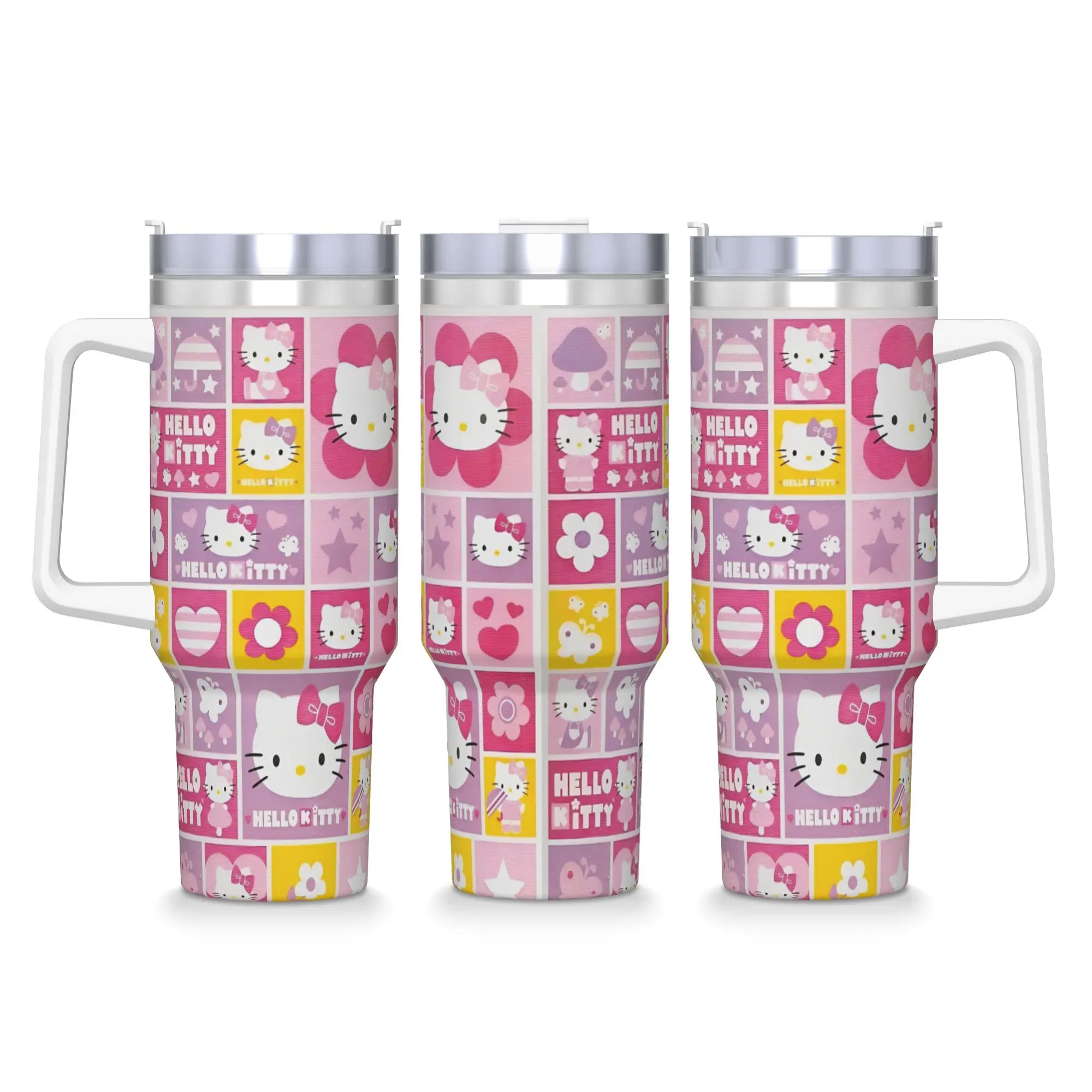 

Stainless Steel Tumbler Hello Kitty Anime Cartoon Print Coffee Mug Leakproof Cold Drink Car Mugs Beach Custom Water Bottle