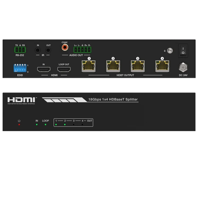 18Gbps 1x4 HDMI over CAT Extender 120 meters