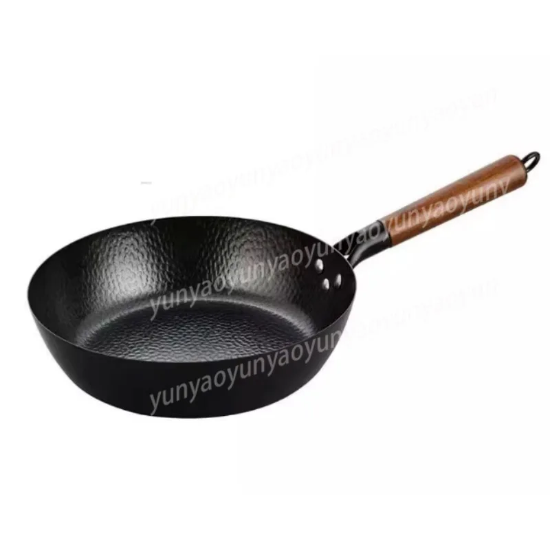 Ultra-light Thin Household Iron Wok Women Friendly Stir Fry Pan Lightweight Kitchen Cooking Skillet for Home Cooktop Use