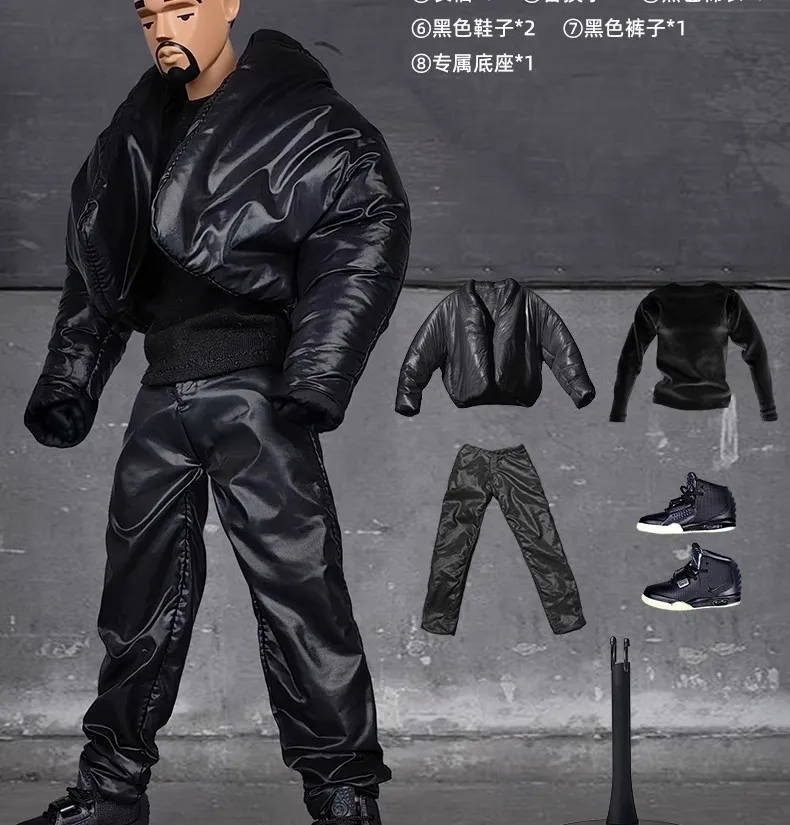 Goon 1/6 Scale Trendy American Rapper Kanye West Male Solider Singing Padded Suit Full Set Figure Model Toy Collection Gift