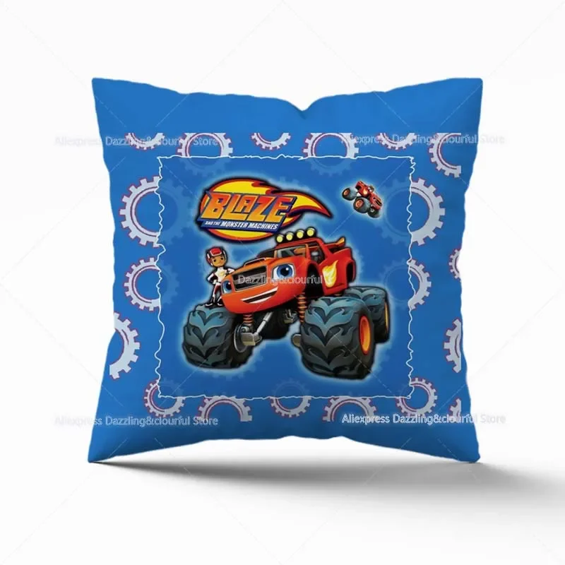 Fundas de almohada de Anime Blaze and the Monster Machines para sofá, funda de almohada de coche, decoración del hogar, fundas de cojín sin almohada, 45x45cm