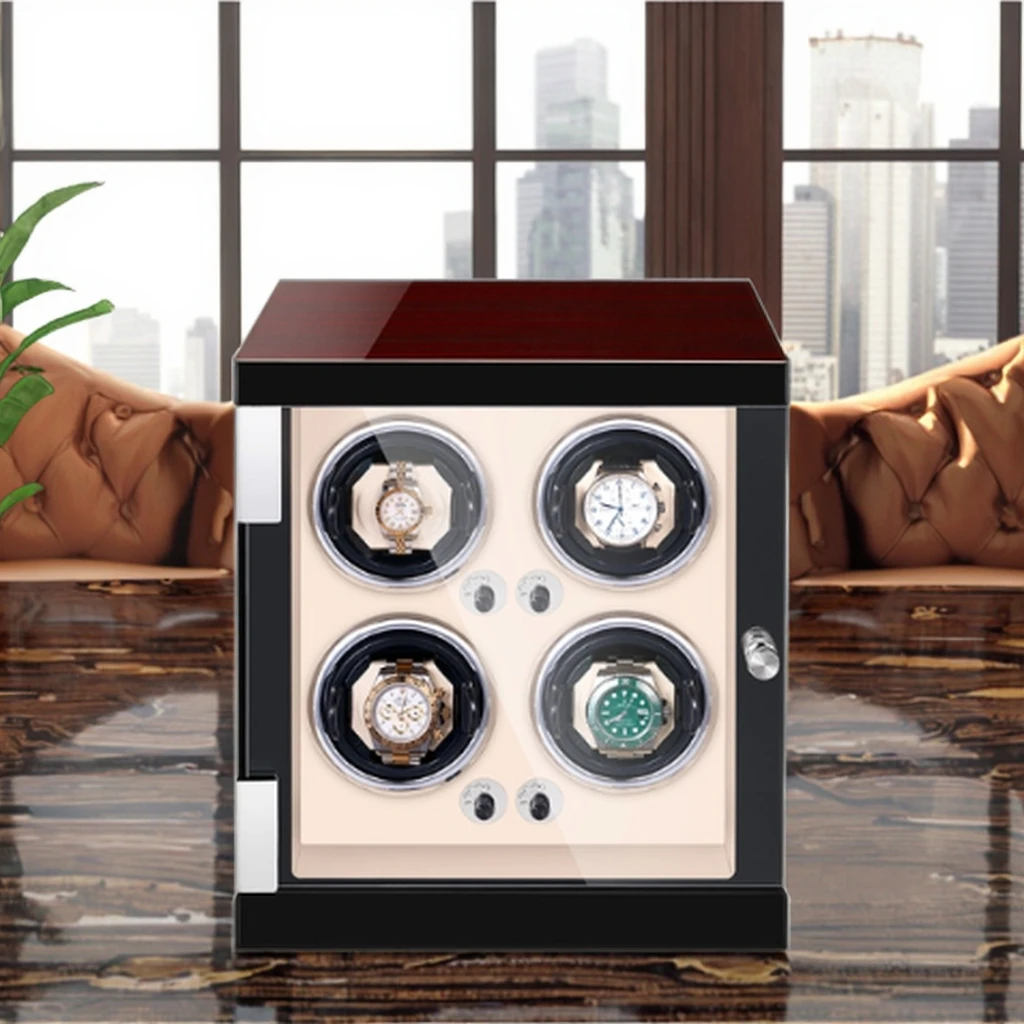 Watch Winder Box Automatic Storage Mabuchi Motor Shakes Watches Keeps Running Stores Safely Protective Microfiber Leather