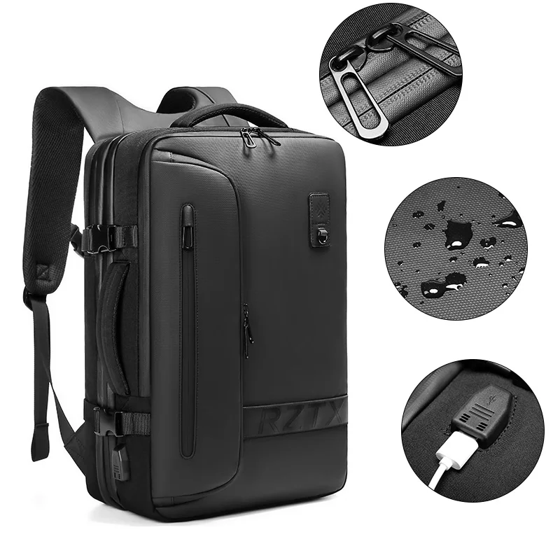 Travel Men Expanded Laptop Backpack vacuum compression hiking Backpack USB charging Business Large Capacity Backpack For Pumps