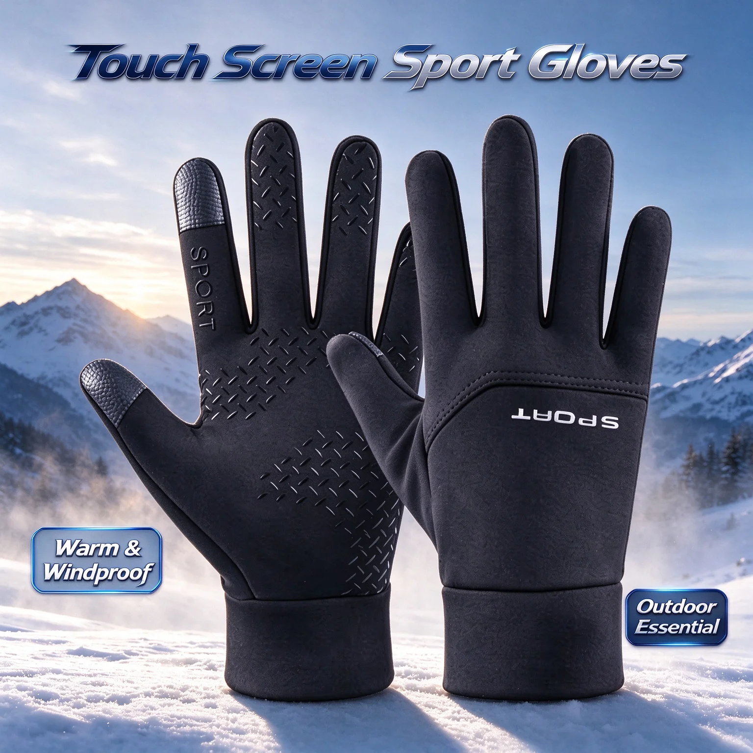 Winter Warm Protective Gloves Fleece Lined Waterproof Anti Slip Cold Proof Gloves for Adult Outdoor Cycling Sports
