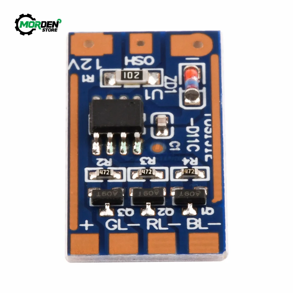 Módulo rgb 5v-12v, 5 peças, 11 tipos de modo, interruptor de botão, módulo de lâmpada colorida, placa de circuito de acionamento de alta corrente,