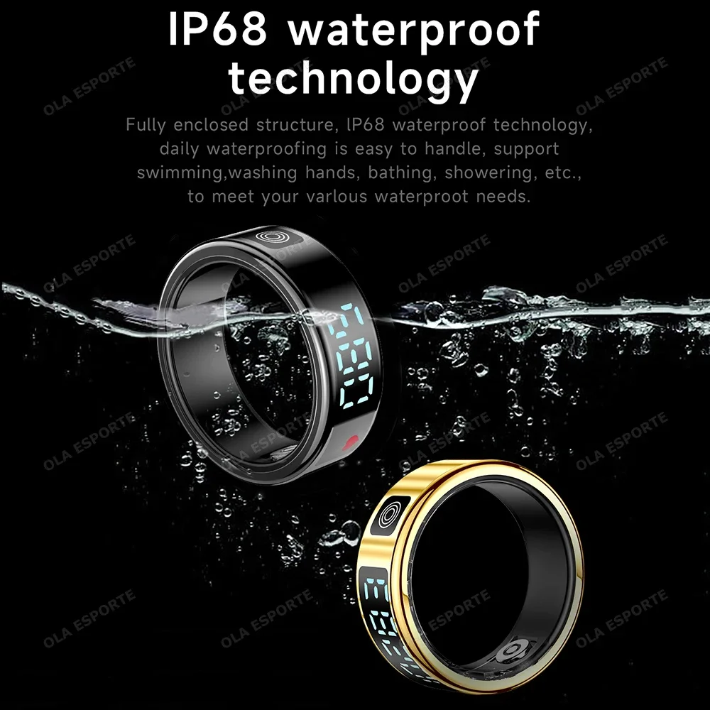 New Display Screen Smart Ring LED Ring Gesture Swipe Video/ Brush Tiktok Health Monitor 5ATM Waterproof Smartring