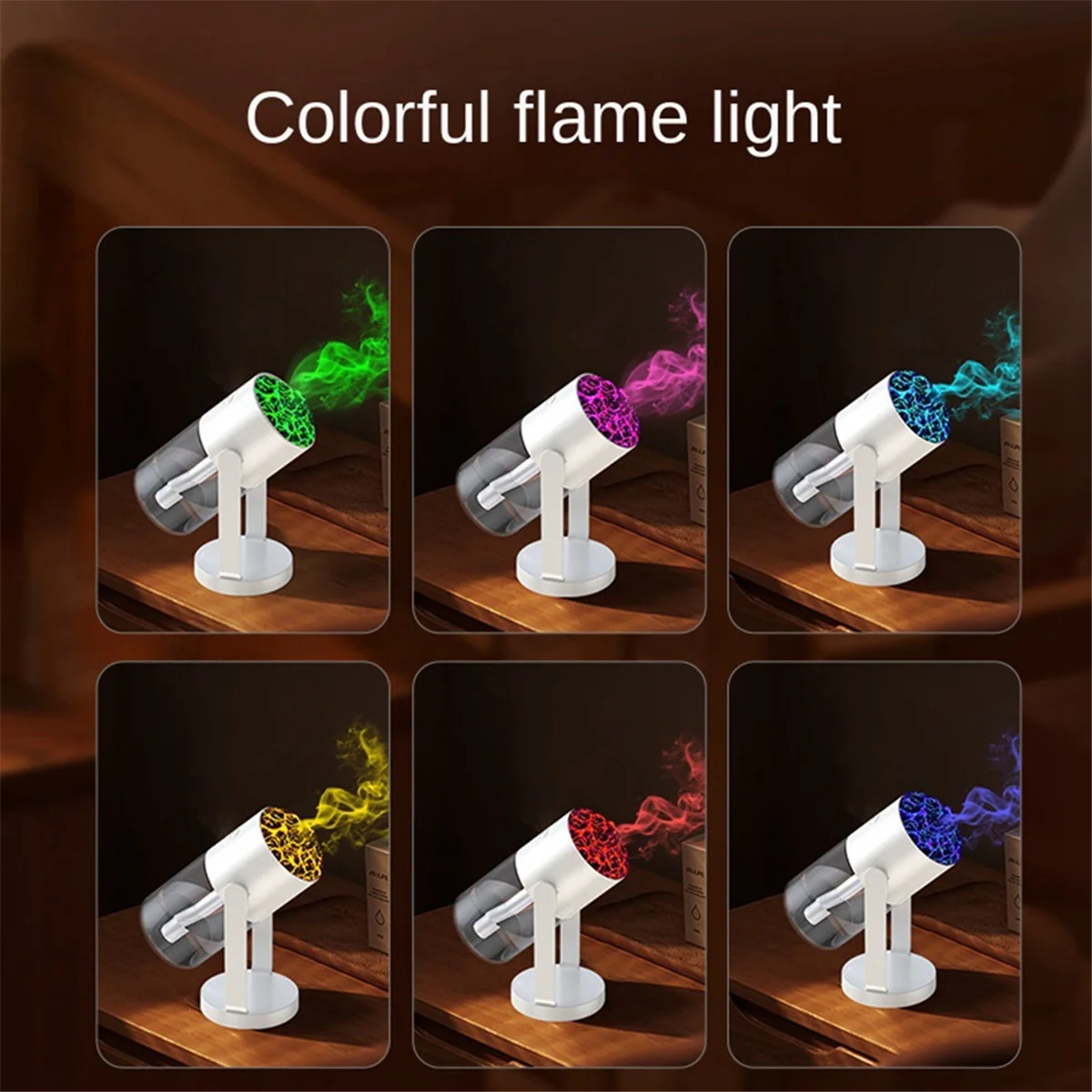 Портативный домашний настольный увлажнитель воздуха, мини-очиститель воздуха, имитация пламени, семицветный атмосферный светильник, увлажнитель A