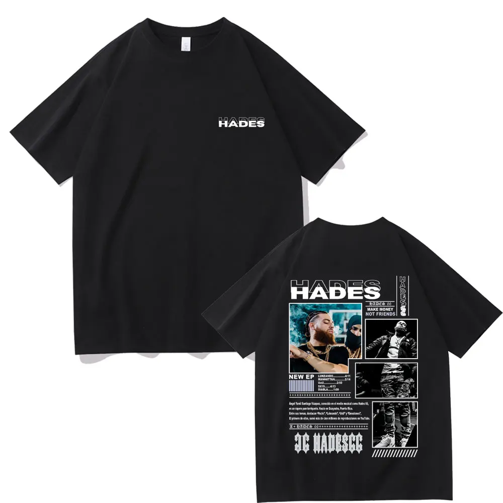 Rapper Hades 66 Make Money Not Friends Double Sided Print Tshirt Men Fashion Hip Hop T-shirts Men's Harajuku Oversized T Shirts