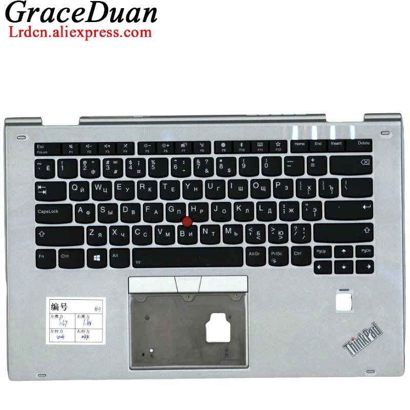 

RU Russian Silver Keyboard Upper Case Palmrest Shell Cover For Lenovo Thinkpad X1 Yoga 2nd Gen2 G2 01LV029 01LV109 01LV149 01LV0