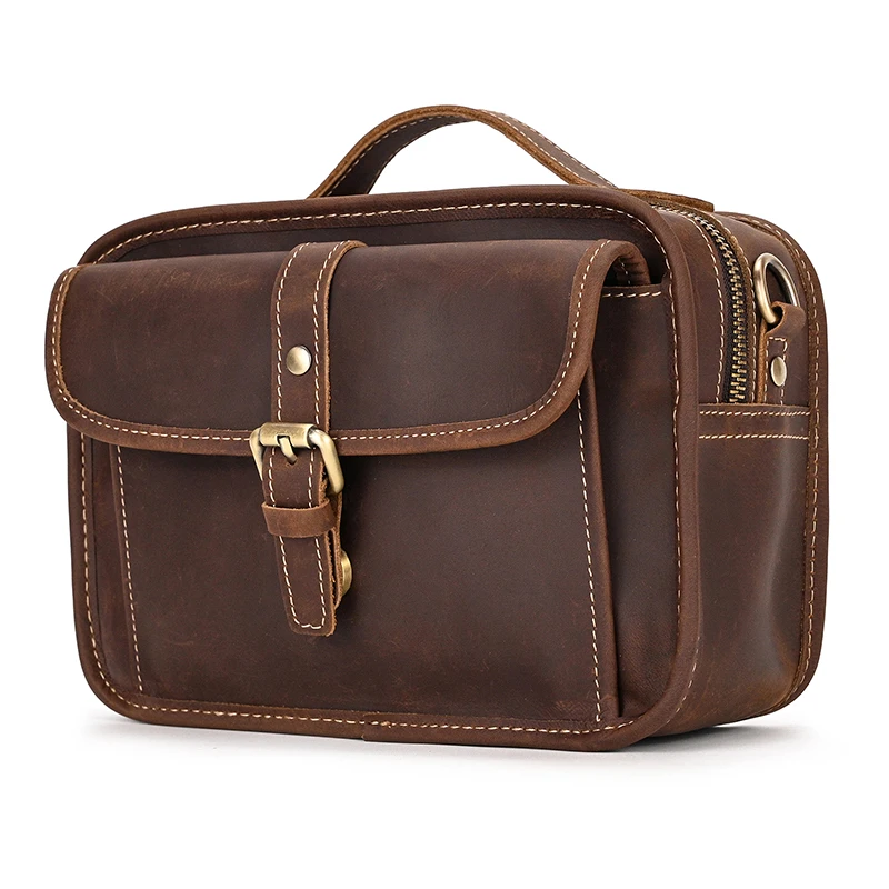 Newsbirds Shoulder Bag Genuine Leather Small Crossbody Bag Outdoor Phone Pouch Bag Single Shoulder Sling Bag Leather Pouch