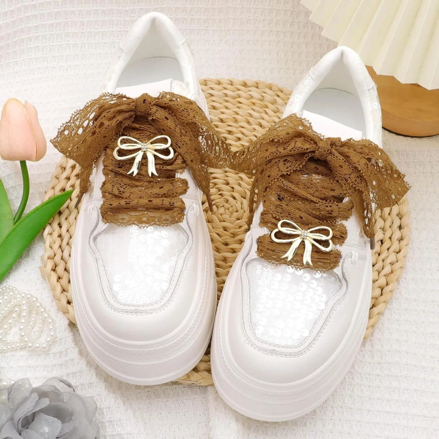 1 Paar Seiden-Spitzen-Schnürsenkel für Mädchen, bunte flache Schnürsenkel, weiß, schwarz, lässige Seil-Schnürsenkel für Schuhe, Zubehör, Breite 3 cm – Detail 19
